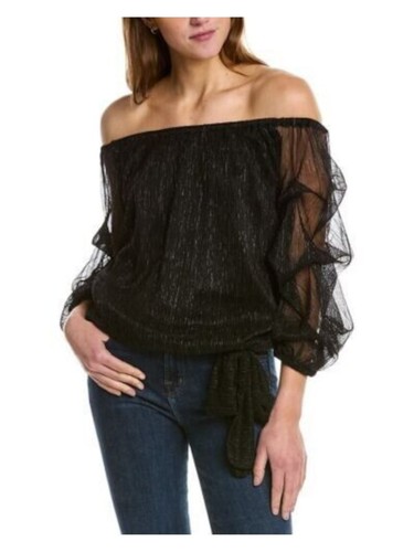 VINCE CAMUTO Womens Tie Lined Elasticized Balloon Sleeve Cocktail Top