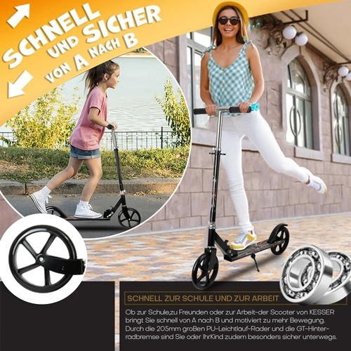 Kinderroller Scooter Cityroller Klappbar Roller Erwachsene Kickrolle Tretroller - Bild 3 von 13
