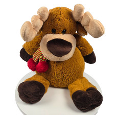 KIDS ,Christmas Moose with Rainbow Scarf 21" inc Plush Animal, Brown
