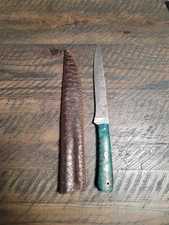 Hand Forged Damascus Steel Filet Knife 13" W/ Leather Sheath