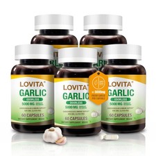 LOVITA Odorless Garlic Capsules – 5000mg Fresh Garlic Equivalent, 1.25% Allicin