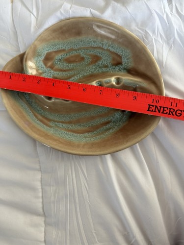 MCM Vintage Tropfglasur Keramik USA Aschenbecher Schale Amöbe Blattform 10,5" - Bild 7 von 7