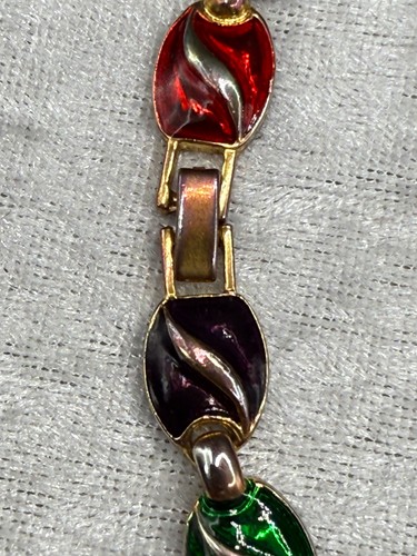 Vintage Emaille Halskette Armband Set goldfarben Juwel Ton 18" 7,5" - Bild 2 von 9