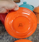 Vtg Lot/4 Genuine FIESTA HLC USA Luncheon Plates 9.5" D ~ Radioactive Red Orange — photo 9