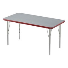 Correll 24"W Commercial Laminate Wood Top Activity Table in Gray Granite/Red