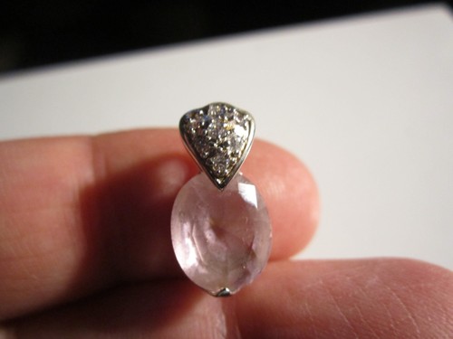 STERLING SILVER PENDANT HEAVY - PINKISH CRYSTAL CENTER STONE - SC-1 - 第 5/6 張圖片