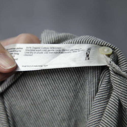 Eileen Fisher Hemd Damen 1x Inlett Streifen Bio Baumwolle Leinen Kastenfalte hinten - Bild 7 von 8