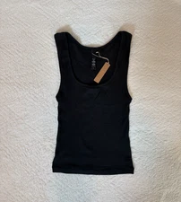 SKIMS Cotton Rib Tank Top in Soot Size Small NWT