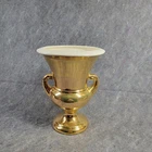 Vintage Haeger Pottery Gold Vase Large Ceramic Urn Trophy Style Vase 7.25"×9"