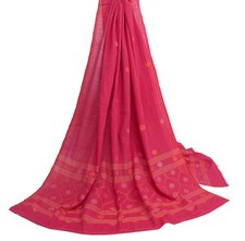 Sushila Vintage Red Indian Dupatta 100 Pure Cotton Woven Floral Long Stole Wrap