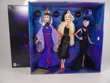 3 Barbie Disney Villains Dolls Evil Queen Cruella de Vil Yzma OVP NRFB (19181)