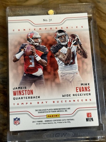 Parche doble Donruss Certified Cuts Jameis Winston/Mike Evans Sick 2017/10 raro - Imagen 2 de 2