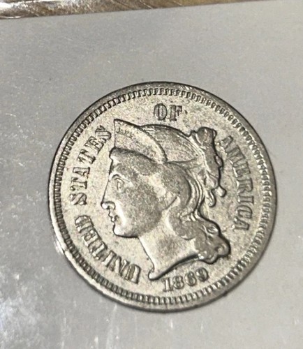 Old ManDuffy’s super three 3some! 3 x 3c Nickel vz++/AU 1866 67 & 69 top convo - Bild 4 von 8