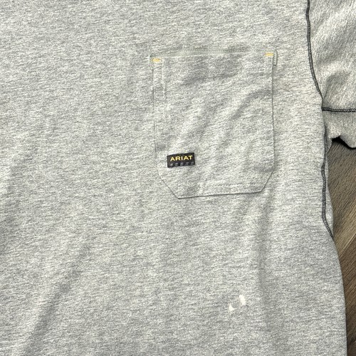 Ariat Heather Gray Rebar Crew Neck Short Sleeve Pocket T-Shirt Size M - Bild 3 von 4
