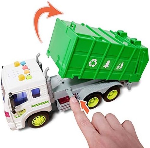 Camion della Spazzatura Giocattolo Camion della Spazzatura Alimentato Attrito Giocattolo con Luce e Sole - Foto 8 di 9