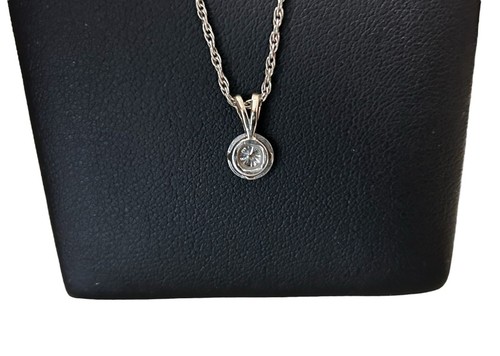 14k White Gold Round Natural 4mm Diamond Solitaire Rope Chain Necklace 16” - Picture 12 of 24