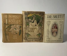 Beautiful antique books Romantic, feminine flowers brown and tan decorative Worn