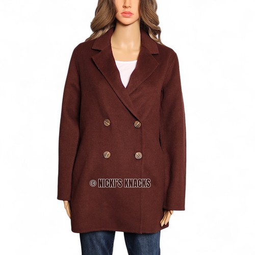 Joie schokobraun Wollmischung Mantel mittellang Wolljacke Peacoat Größe S - Bild 2 von 12