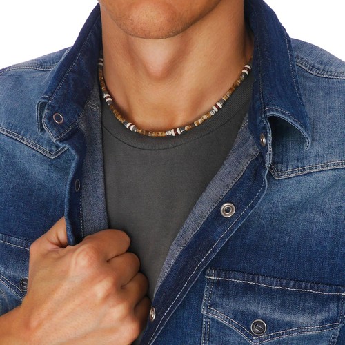 Collana Perline Uomo Perline Stile Surfista Uomo Clubbing Spiaggia Regalo per Lui Uomo Ragazzi - Foto 38 di 74