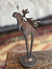 Primitive Rustic Cabin Large Unique Metal Handmade Moose Statue 11”