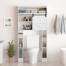 Over The Toilet Storage Cabinet, 32.5'' Wide Bathroom Storage Cabinet with Sl...