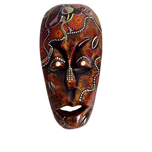 Vintage Australian Aboriginal Hand Painted Wooden Tribal Mask Dot Art - Picture 2 of 4