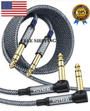 2 Pack 1/4" TRS Instrument Cable 10FT Right Angle Audio Cord for Guitar Amp