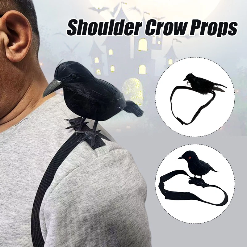 Halloween Simulación Cuervo Hombro Cuervo con Banda Elástica Disfraz Accesorios Foto 2 de 4