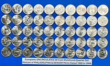 Complete Statehood State Quarters Set of 50 UNCIRCULATED Coins Mixed Mint P&D