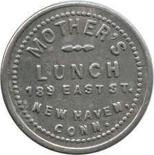 New Haven, Connecticut CT Mother's Lunch Good For 5¢ At Bar Trade Token