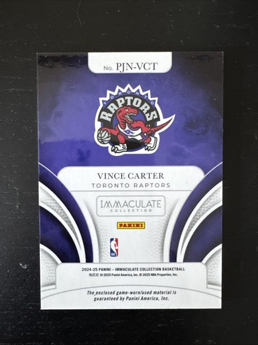 Vince Carter 2024 Immaculate Collection Patch /15 Game Worn Jersey - Bild 2 von 2