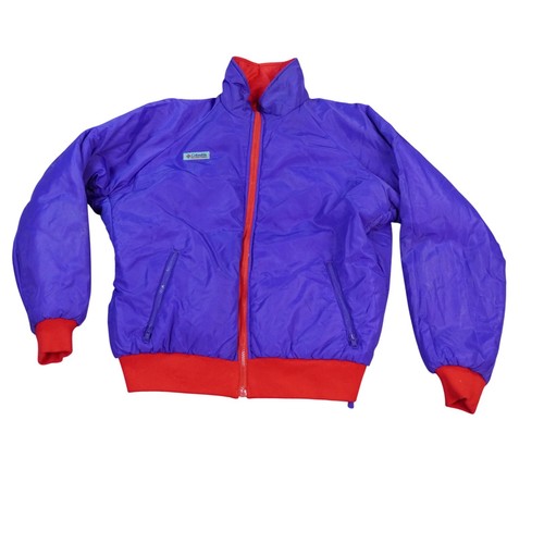 VTG Columbia Sportswear Reversible Puffer Jacket Men Medium Red Full Zip 90s - Picture 4 of 15