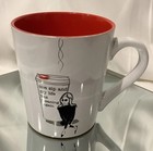 “One sip…life has meaning” Stoneware Mug 22 oz. White Red Lining Boston Trading