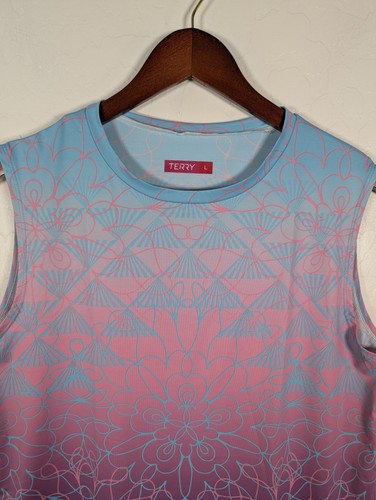 Terry Cycling Tank Top Womens Large Sleeveless Jersey TDF Floral - Picture 3 of 12