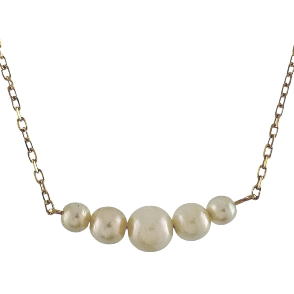 Collar MIKIMOTO K18 oro amarillo perla usado Foto 3 de 4