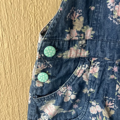 Matilda Jane Denim Floral Overall Shorts Shortalls Girls Size 6 jean adustable - Picture 4 of 8
