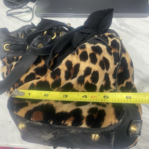 VTG Juicy Couture Daydreamer Leopard Cheetah Bag Purse Double Handle Bow Y2K - Picture 9 of 16