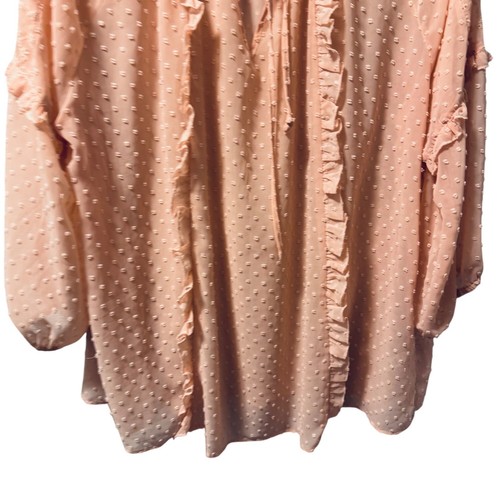 Cato Polka Dot Ruffle Blouse Sz 18/20W 3/4 Sleeve Lightweight Polyester - Picture 5 of 11