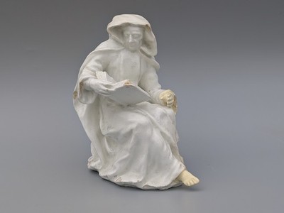 Antique c1760 Georgian Bow English Porcelain White Glazed Figure of an Abbess
