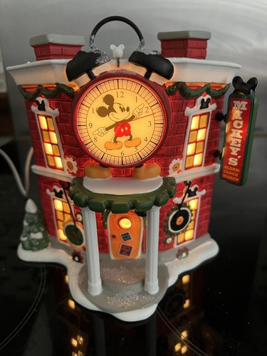 Selten 2017 Disney Mickey’s Wecker Shop beleuchtet Merry Xmas Village Abt 56 - Bild 7 von 24