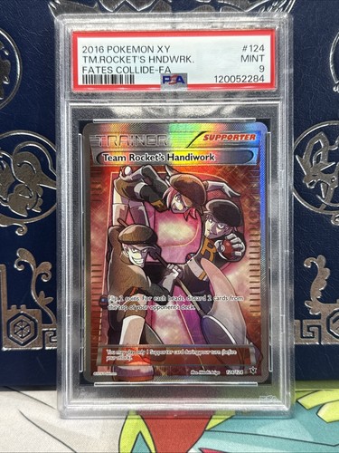 2016 POKEMON XY FATES COLLIDE #124 FULL ART TEAM ROCKET'S HANDIWORK PSA 9 - Picture 1 of 2