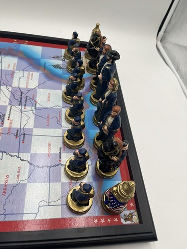Juego de ajedrez vintage de la Guerra Civil Americana completo con tablero de mapa de batalla - Imagen 4 de 7