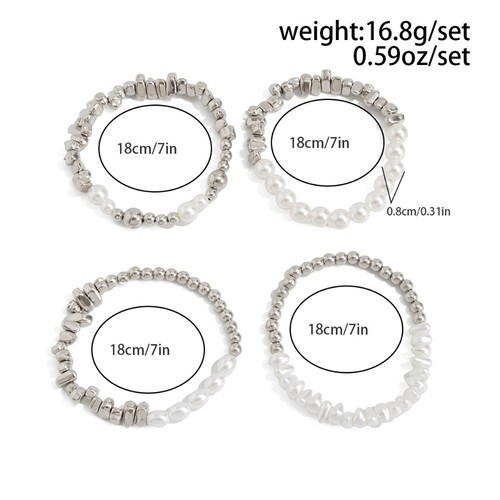 4pcs/set Imitation Pearl Bracelets Vintage Irregular Bracelet Jewelry Gift - Picture 2 of 6