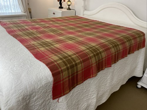 Napier Glenray Red / Brown Check Pure Wool Single Blanket 185cm x 150cm Faults - Picture 15 of 20