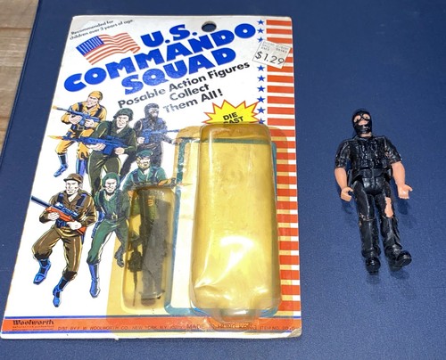 Vintage U.S. Commando Squad Die Cast Soldier Figure Woolworth 3.75" Bravo Card - Picture 1 of 8