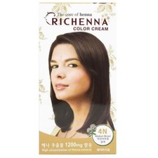 RICHENNA Color Cream Hair Dye With Henna #4N Medium Brown x 1ea K-Beauty NEW
