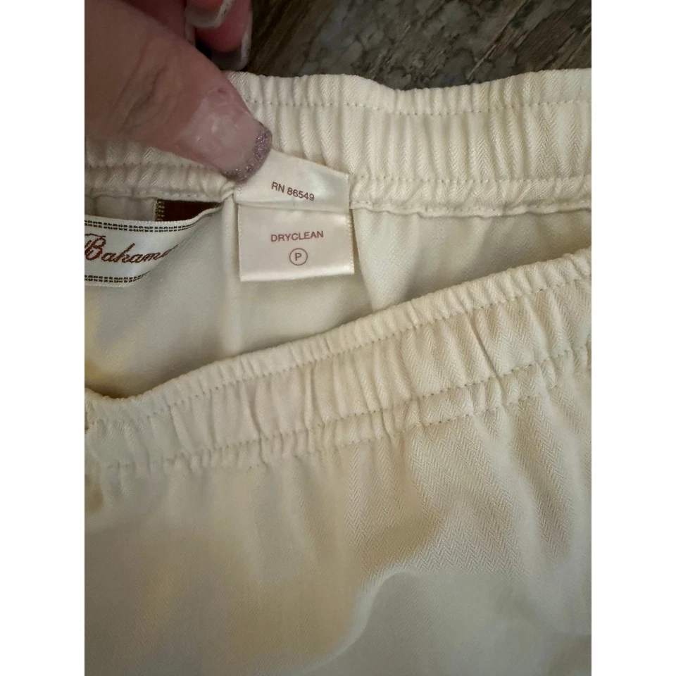 Tommy Bahama Women Silk Lounge Pants Cream Beige Size L Drawstring Elastic Waist - Image 3 of 4