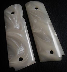 1911-Colt-amp-Clones-CUSTOM-GUN-GRIPS-Slim-Line-Full-size-White-Mother-of-Pearl