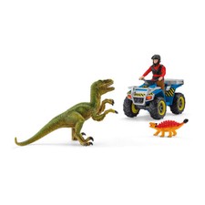 #DAMAGED BOX#  SCHLEICH Dinosaurs Quad Escape from Velociraptor Toy Playset