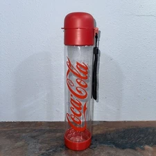 Coca-Cola h2go Clear And Red Cycling Bottle W Strap bpa free 11.75 x 2.25